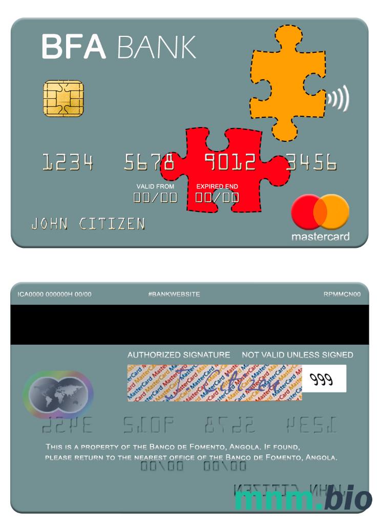 Angola Banco de Fomento przykład karty mastercard w formacie PSD